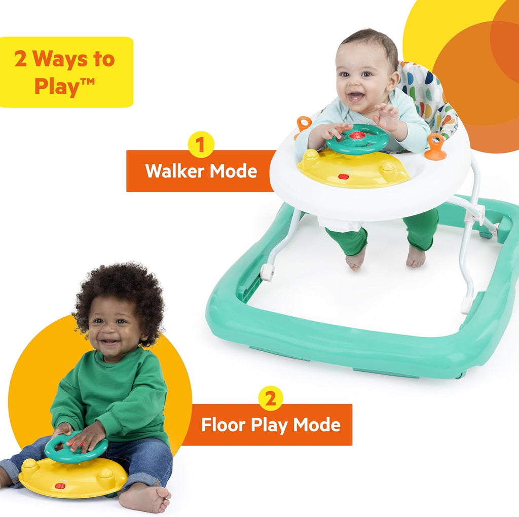 Cartoon Baby Walker for 6 Months+: Easy-Fold Frame, Space-Saving Storage, Safe Anti-Rollover Design, Adjustable Height, Fun Toy Tray, Smooth-Rolling Wheels. Aids Toddler’s First Steps, Promotes Balance & Coordination. Lightweight, Sturdy, Foldable Infant