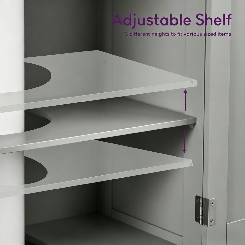 Modern Double Door Bathroom Cabinet - Floor Standing Under Sink Storage Cupboard Basin Unit | Grey & Oak Effect, Multipurpose Home Organizer [Plus A Free Gift]