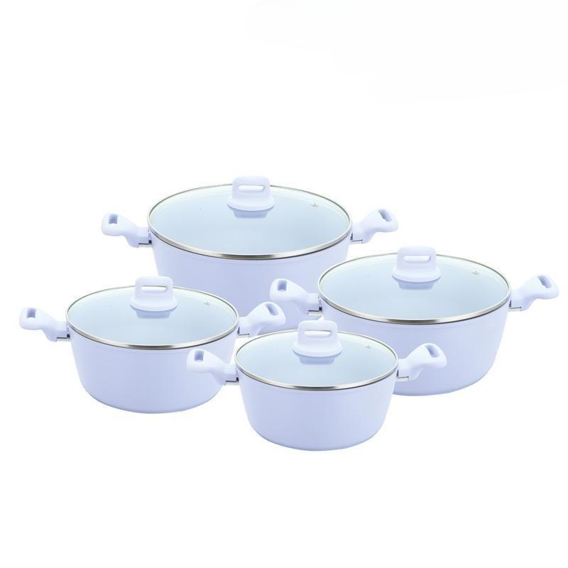 4Pcs Professional Aluminium Non-Stick Stockpot Set, Soft Touch Handle with Tempered Glass Lid, Induction Compatible Cookware Set, Soup Stew Pot for Kitchen Cooking