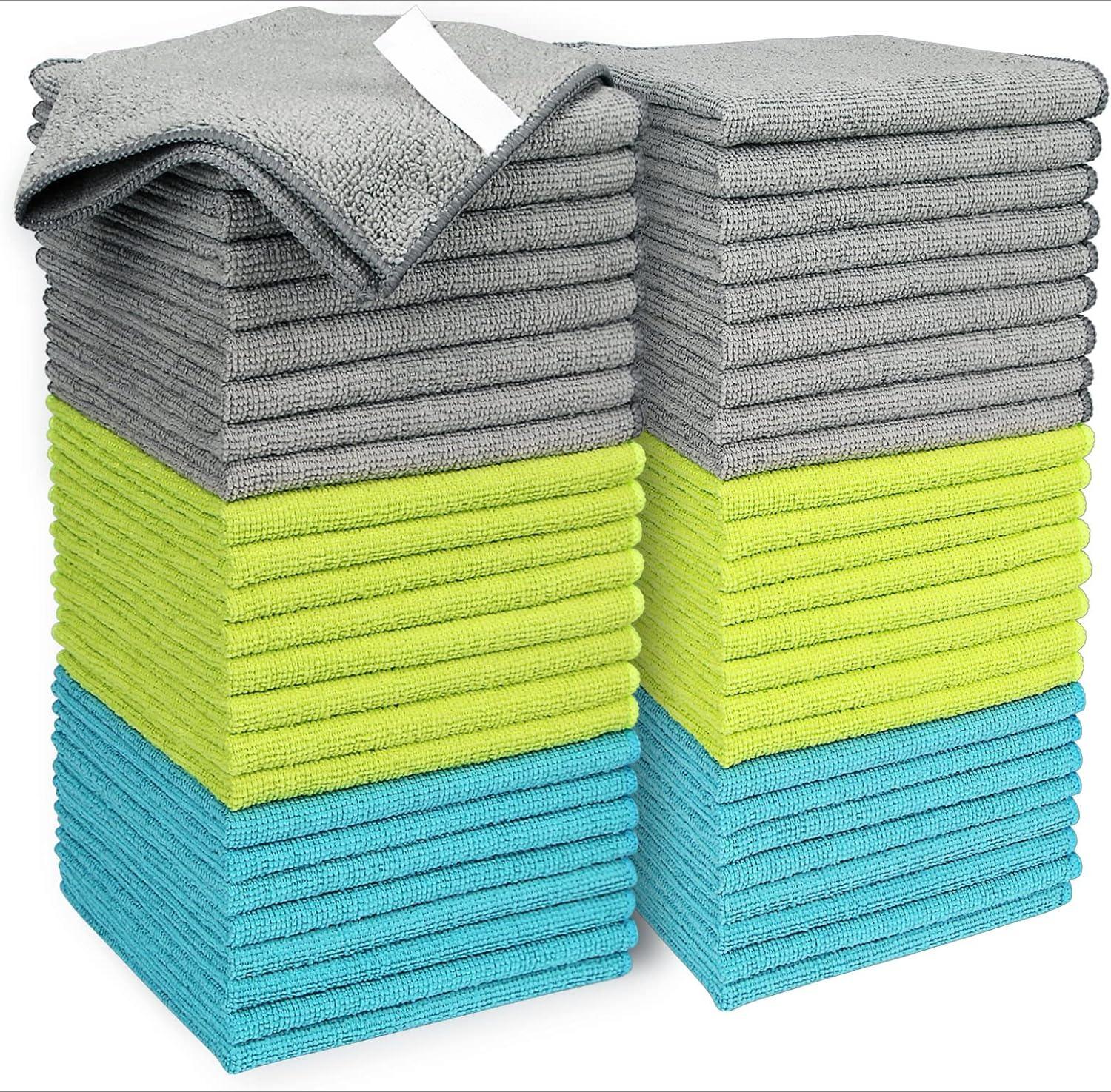 Microfibre Cleaning Cloths Pack of 50, Multifunctional Reusable Cleaning Towels, Lint Free Streak Free Washable Cloth Duster for House, Kitchen, Car, Motorbike, Windows 30 x 30 cm