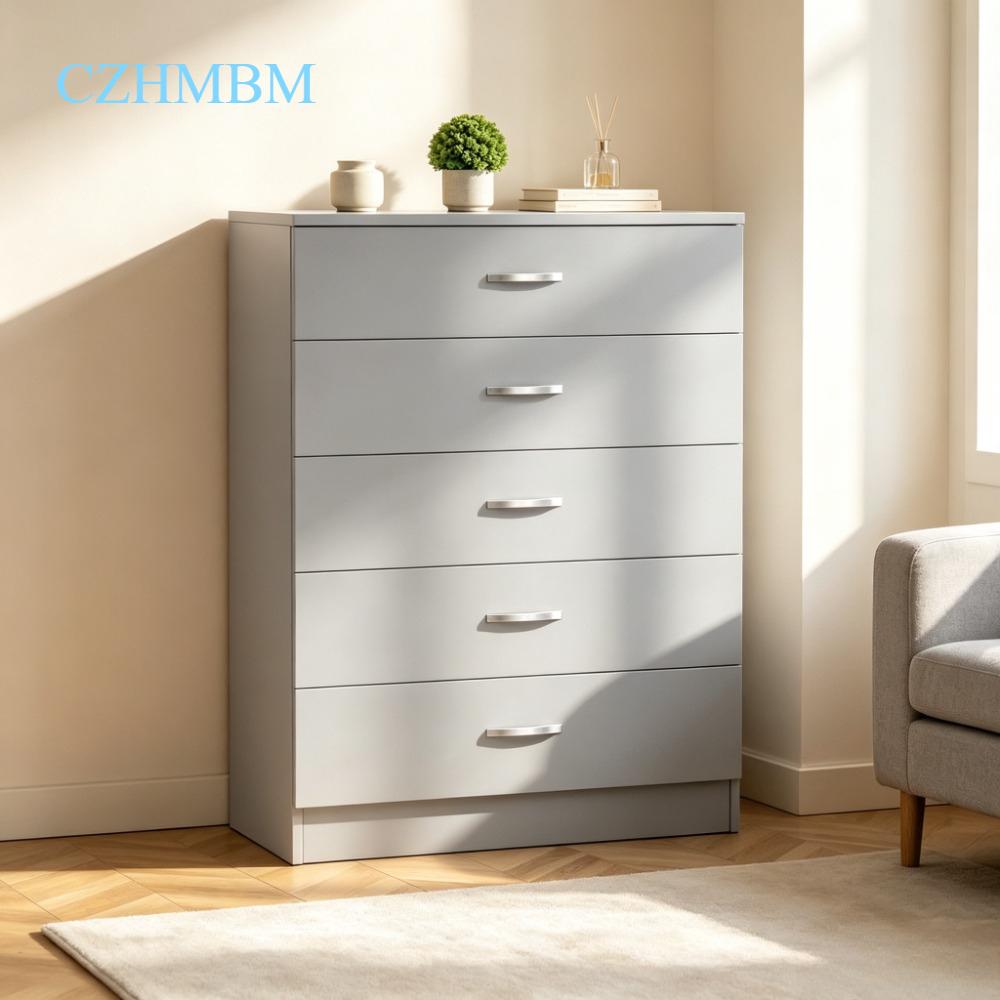 5-Drawer Chest of Drawers with Sturdy Metal Handles, Smooth Metal Runners, Anti-Bowing Support, Ideal for Bedroom and Nursery Storage [Plus A Free Gift]