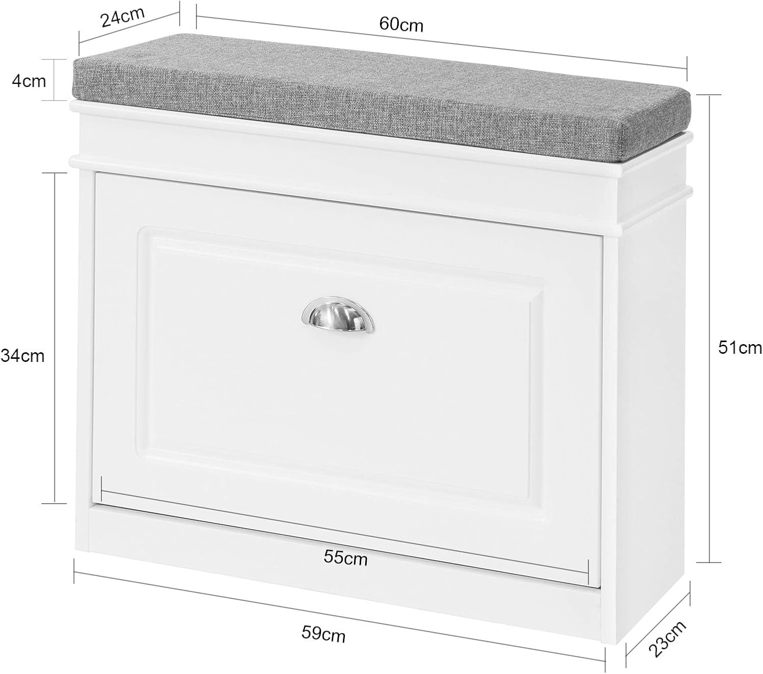 Narrow Flip Drawer Shoe Storage Bench, 2‑Tier Hidden Shoe Rack Cabinet with Removable Padded Seat Cushion, 150kg Heavy‑Duty Load Capacity, Space‑Saving Entryway Organiser for Hallway Bedroom Mudroom, Multiple Colour Options