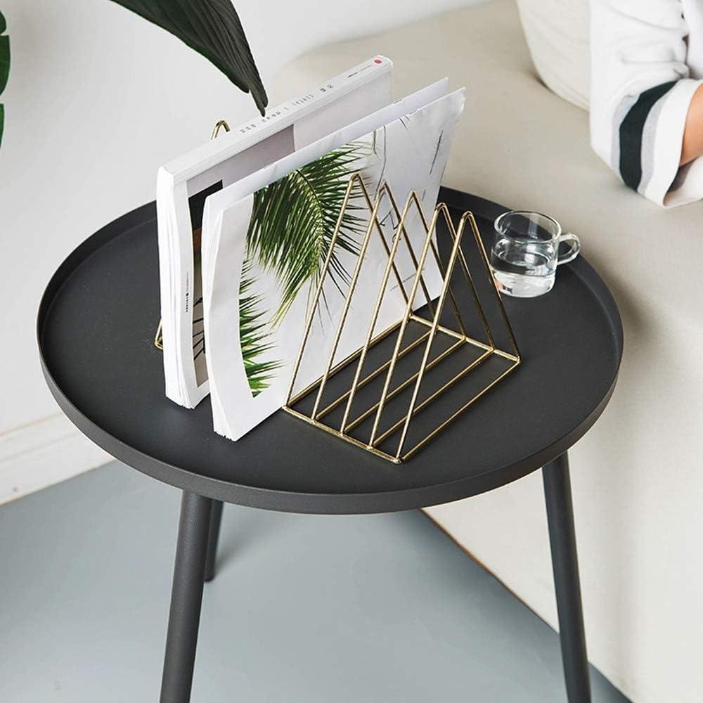 2 Pack Triangle Desktop Magazine File Holder Rack, Sturdy 9 Slot Iron Storage Book Sorter Organizer Bookshelf for Office Home Decoration (Gold)