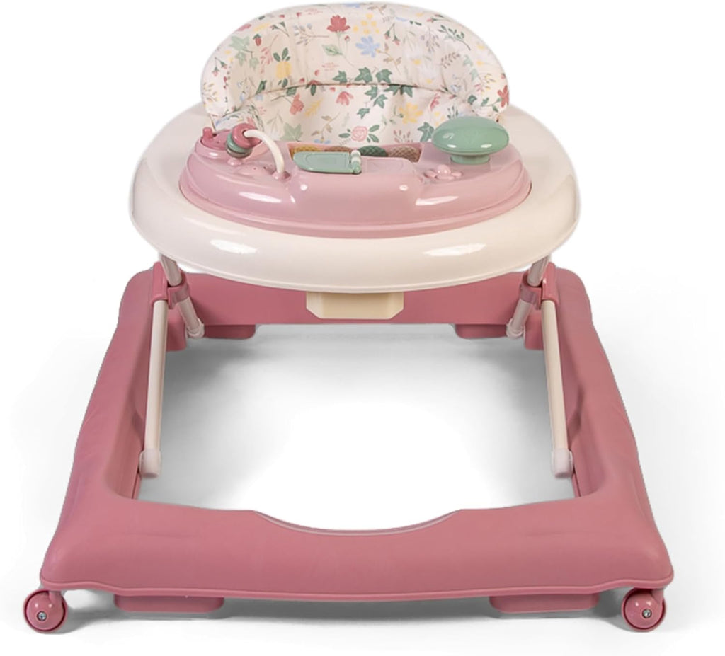 【NS】Baby Go Round Jive Electronic Baby Walker – Rose & Ivy Design: Interactive Musical Play Tray with Lights & Sounds, Adjustable Height, Safe for First Steps
