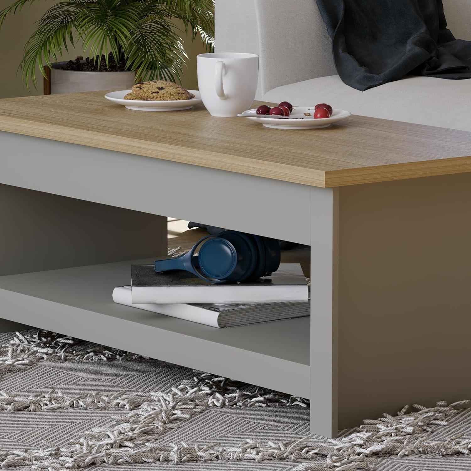 Sleek Modern MDF Coffee Table with Single Shelf Storage - Stylish Living Room Coffee Table