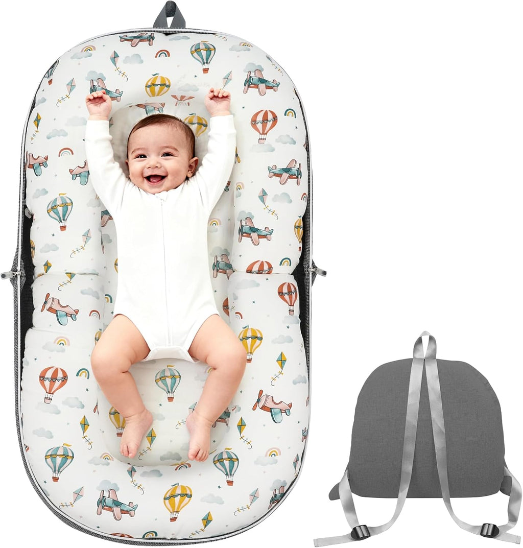 Portable Newborn Bassinet Cot – 2-in-1 Baby Nest Lounger Converts to Travel Backpack for Infant 0-12 Months, Essential Newborn Baby Gift [Plus A Free Gift]