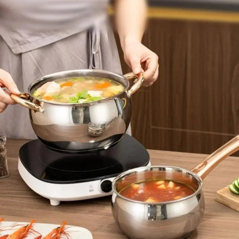 Stainless Steel Non-Stick Cookware Set, Pots & Pans with Heat-Resistant Handles, Compatible with All Stovetops, Premium Kitchen Essential & Holiday Gift Choice