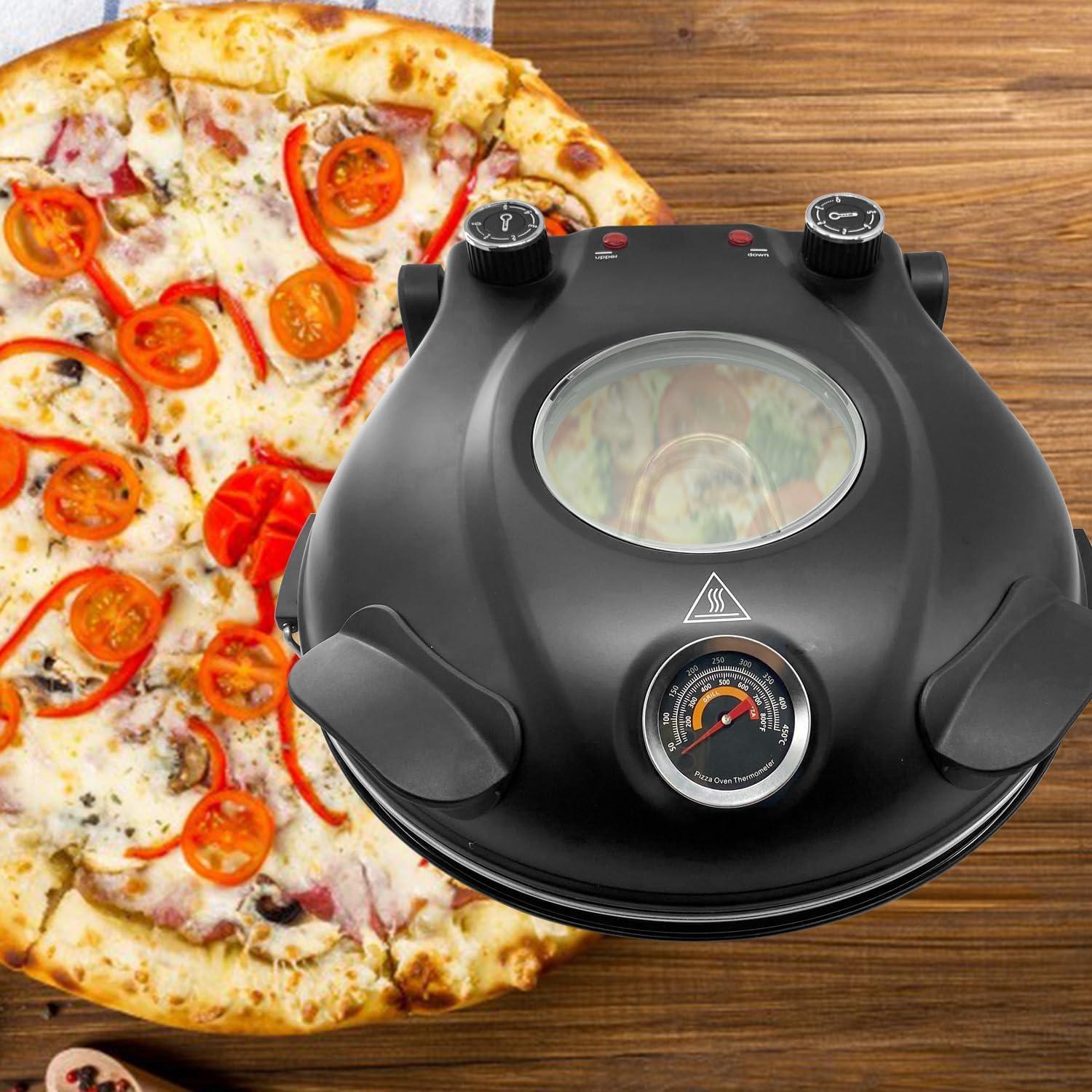 【NS】Electric Pizza Oven, 420°C, 1200 Watt, 5 Separately Adjustable Temperature Levels, 31 cm Flame Resistant Stone Plate