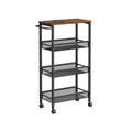 VASAGLE 4-Tier Trolley, Space-Saving Kitchen Cart with Wheels, Steel Frame, Handle, Slim StorageTrolley for Small Spaces, 22 x 45.5 x 77 cm, Kitchen Bathroom Living Room Studio Organiser Racks