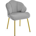 Modern Shell‑Shaped Velvet Vanity Chair, Luxury Upholstered Accent Chair with Golden Metal Legs, Multi‑Purpose Makeup Dressing Side Chair for Bedroom, Living Room, Home Reception