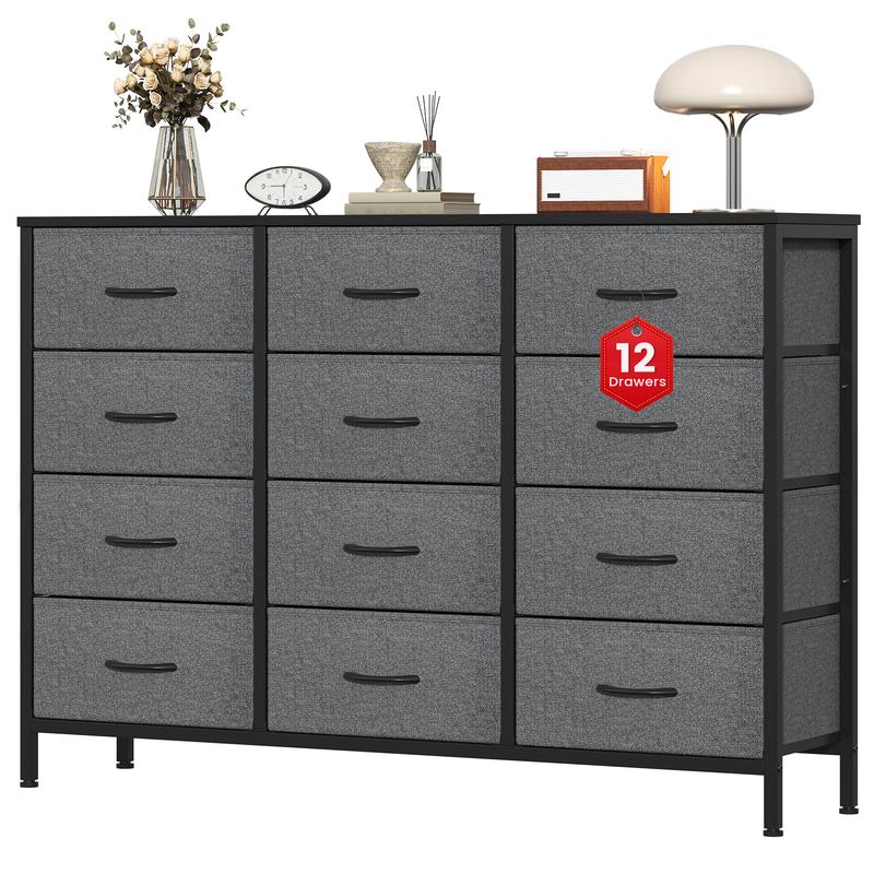 【NS】 12 Drawers Chest of Drawers for Bedroom, Fabric Storage Drawer, Tall White Hallway Storage Unit