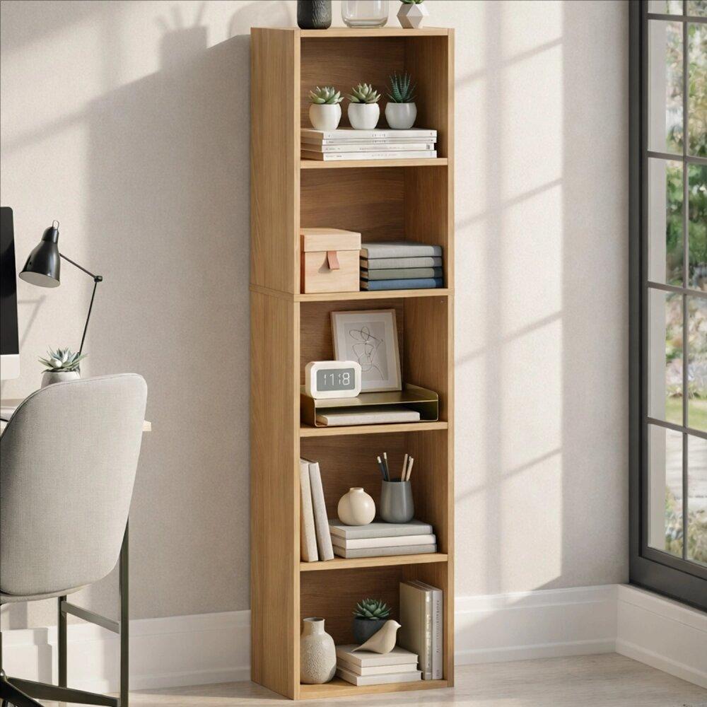 White 5-Tier Cube Bookcase – Freestanding Wooden Display Shelf, Space-Saving Storage Unit for Living Room, Bedroom, Home Office [Plus A Free Gift]