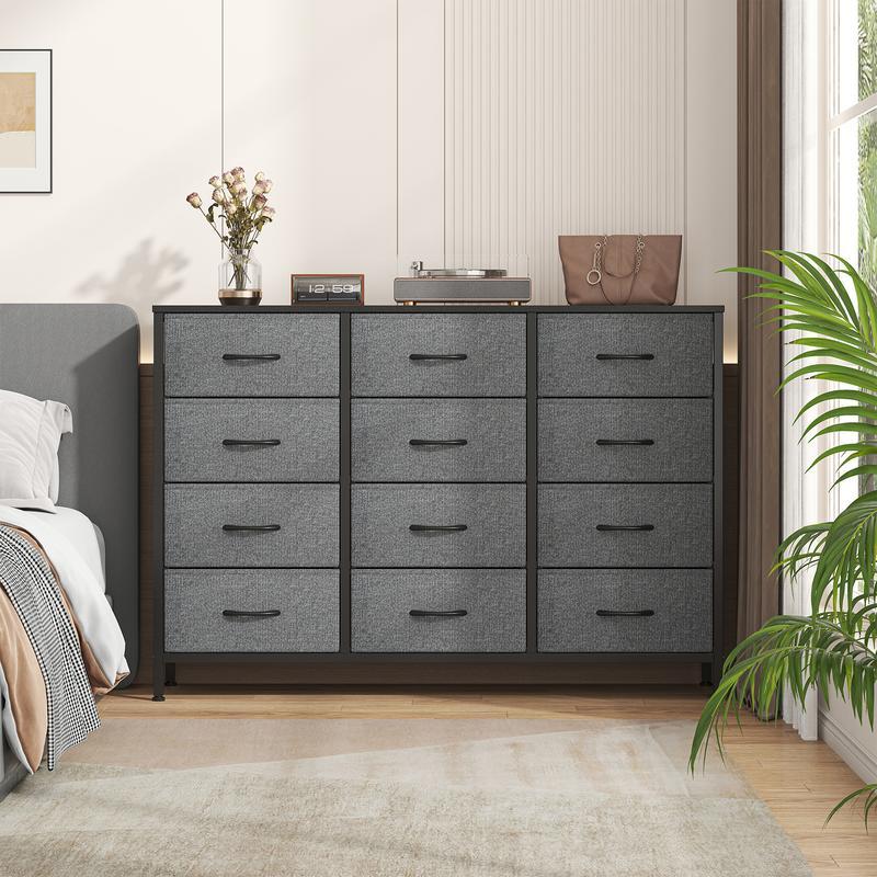 【NS】 12 Drawers Chest of Drawers for Bedroom, Fabric Storage Drawer, Tall White Hallway Storage Unit
