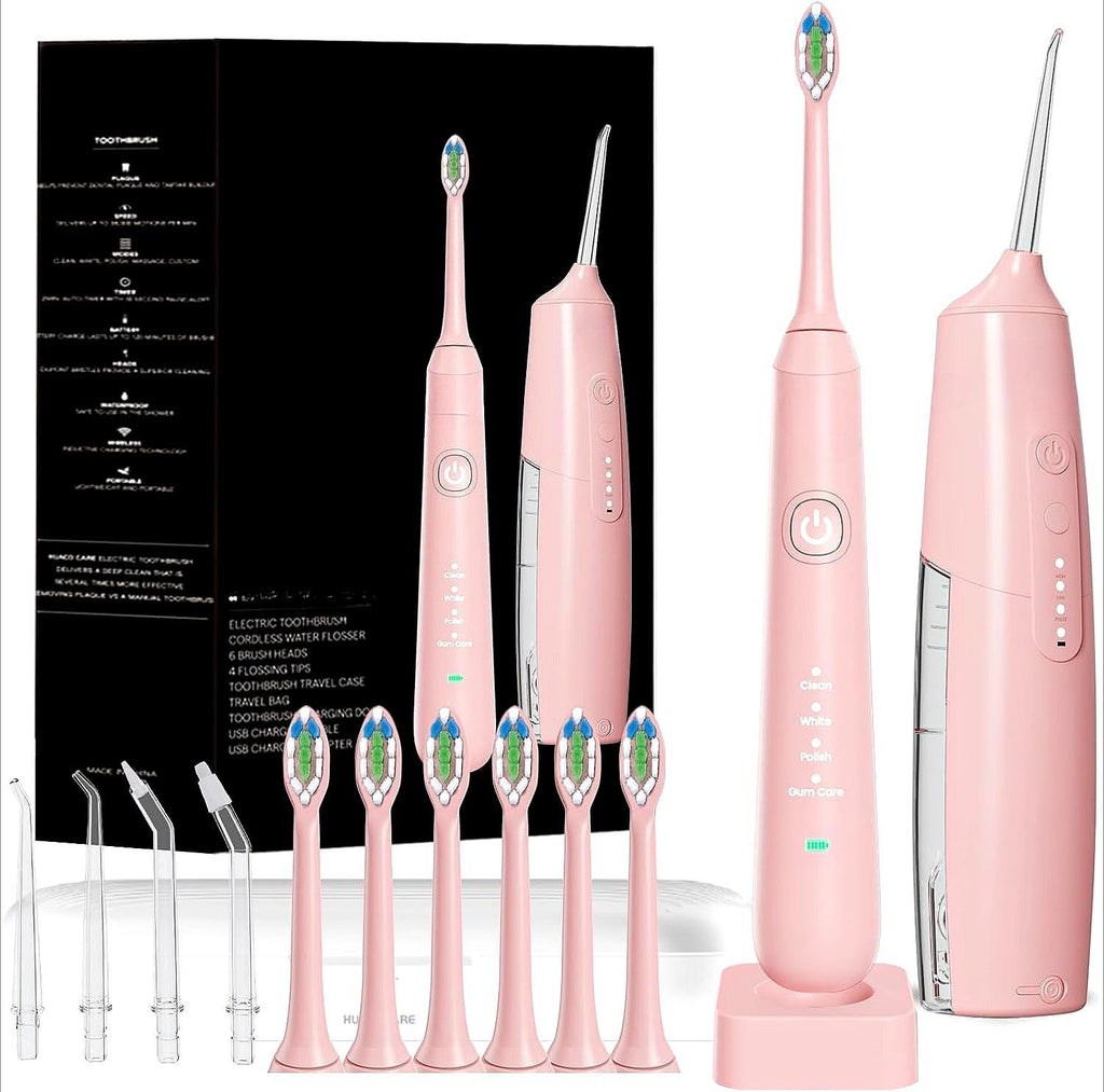 Oral Clean Kit Water Dental Flosser & Electric Toothbrush Combo for Teeth Cleaning & Gum Health Cordless 3 Modes Waterproof Travel Case