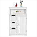 Modern White Freestanding Wooden Storage Cabinet, Accent Floor Organizer with Open Shelf, 3 Drawers & Adjustable Shelving, Multi‑Purpose Sideboard for Bathroom Living Room Kitchen Entryway