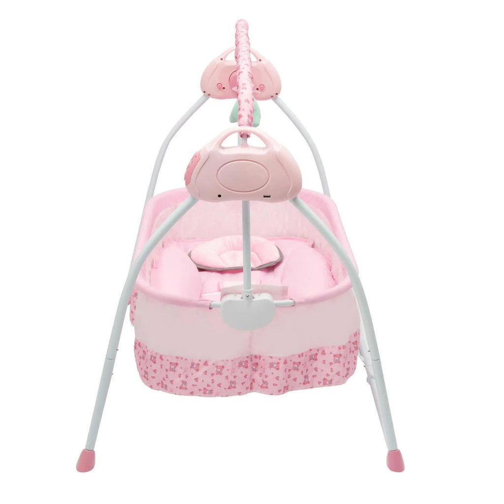 Pink Auto‑Swing Baby Cradle, Auto Rocking Infant Bassinet with Hanging Toys & Built‑in Lullaby Music, Timer Setting, Adjustable Swing Speed, Portable Soothing Sleep Bed for 0‑12 Months Newborn Baby