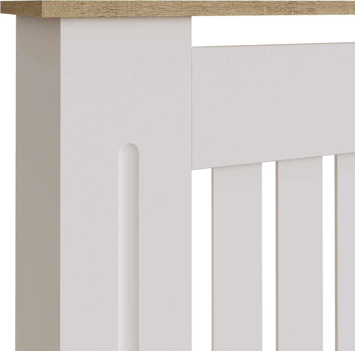Modern Grey Slatted Radiator Cover Medium Size with Display Shelf for Living Room [Plus A Free Gift]