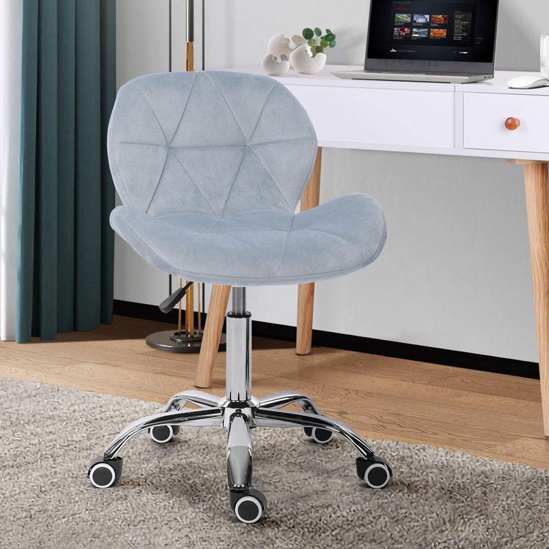 Swivel Makeup Vanity Chair & Office Stool - Adjustable Pink Dressing Chair with Wheels, Diamond Tufted Upholstery in PU/Fabric/Velvet Options, Armless Height-Adjustable Seat for Desk, Bedroom, or Dorm