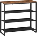 4 Tier Shoe Rack, Rustic Brown Industrial Style - 3 Oxford Fabric Shelves + Top Panel, Holds 12-16 Pairs, Ideal for Closet & Entryway Shoe Storage