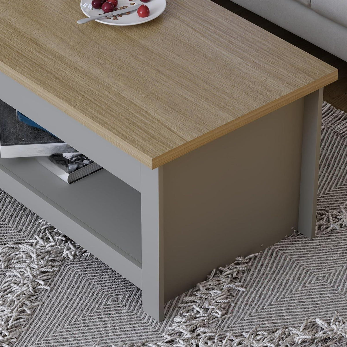 Sleek Modern MDF Coffee Table with Single Shelf Storage - Stylish Living Room Coffee Table
