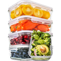 5-Pack Food Prep & Storage Glass Containers with Lids Airtight Meal Prep Reusable 880ml Microwave Oven Dishwasher Safe Freezer Safe