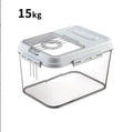 7.5KG/15KG Airtight Rice Storage Container, BPA-Free Transparent Grain Bucket with Airtight Lid & Measuring Scoop, Large Sealed Dry Food Dispenser Bin for Flour Rice Nuts, Kitchen Clear Plastic Grain Storage Organizer