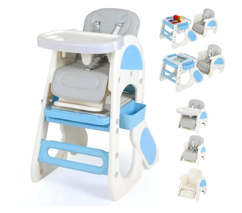 8‑in‑1 Convertible Baby High Chair, High Chairs for Babies and Toddlers with Adjustable Backrest, Removable Double Tray, Storage Boxes & 5‑Point Safety Harness, Toddler Table Chair Set for Feeding