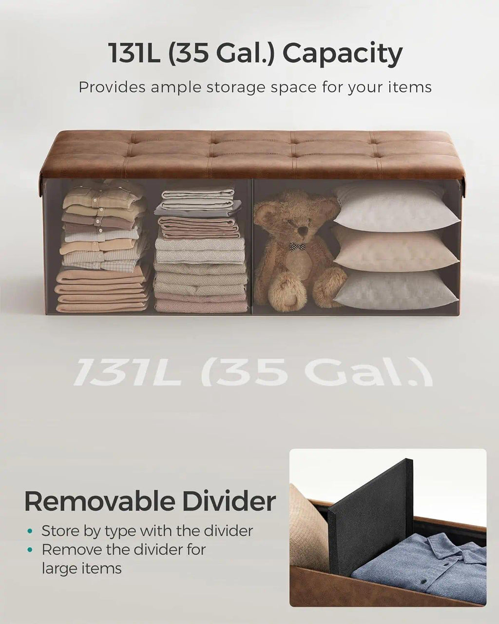 Foldable Storage Ottoman Bench 38x110x38 cm – Multi-Purpose Cube Foot Rest with Hidden Storage, Holds 300 kg, Space-Saving for Living Room, Bedroom & Entryway [Plus A Free Gift]