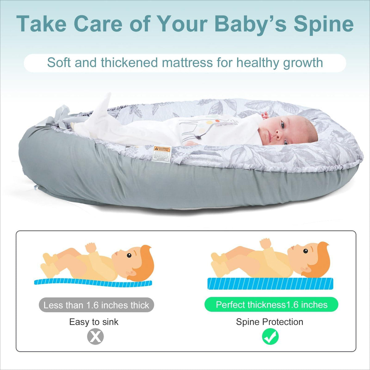 Newborn Baby Nest Sleeper, Portable Co-Sleeping Nest for 0-12 Months, Adjustable Baby Lounger with Breathable Cotton Cover, Lightweight Travel Baby Bed, Ideal Baby Gift [Plus A Free Gift]