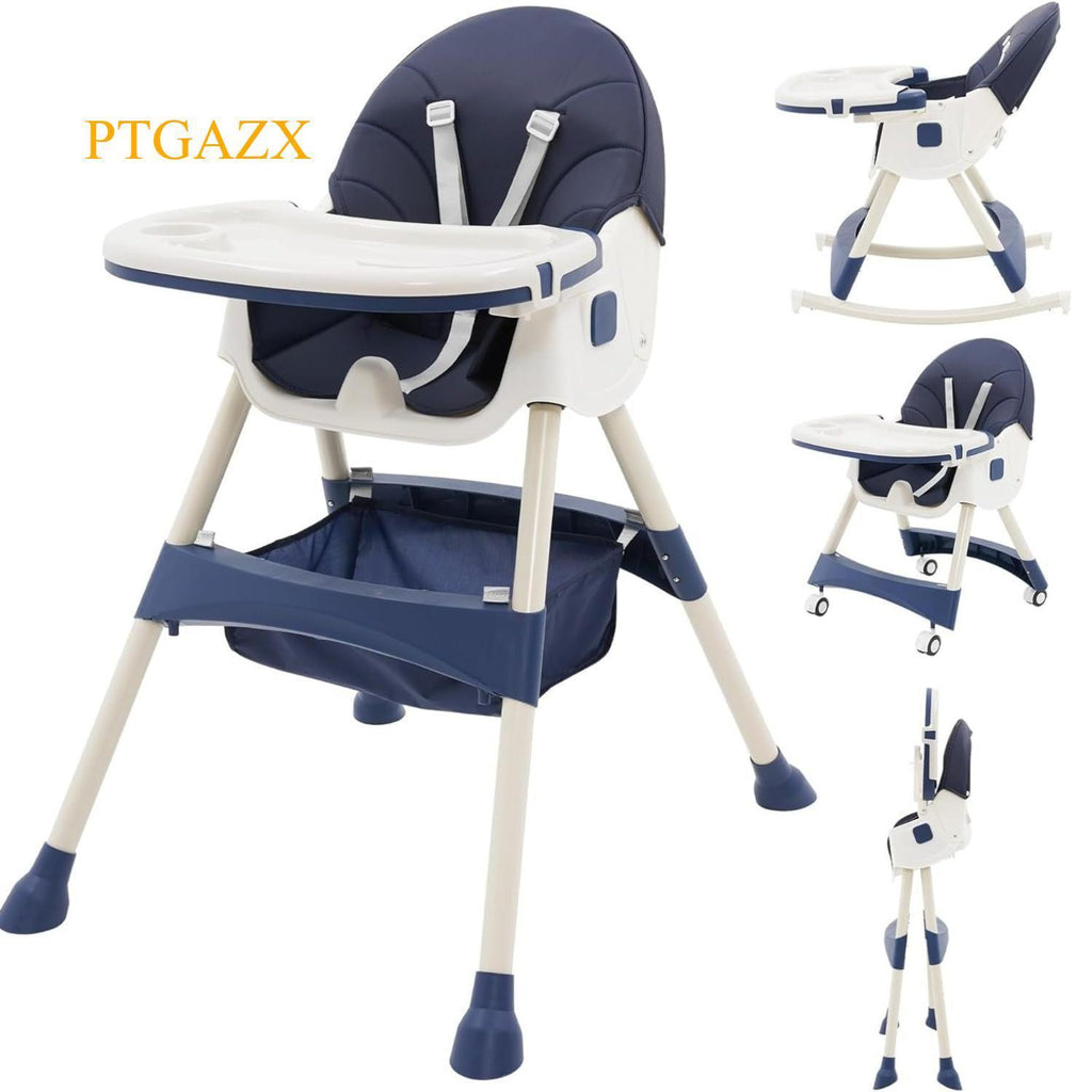5 in 1 Convertible Baby High Chair, Foldable Portable Infant Chair with Adjustable Height and 3 Position Reclining Backrest, Sturdy Travel Friendly Toddler Seat [Plus A Free Gift]