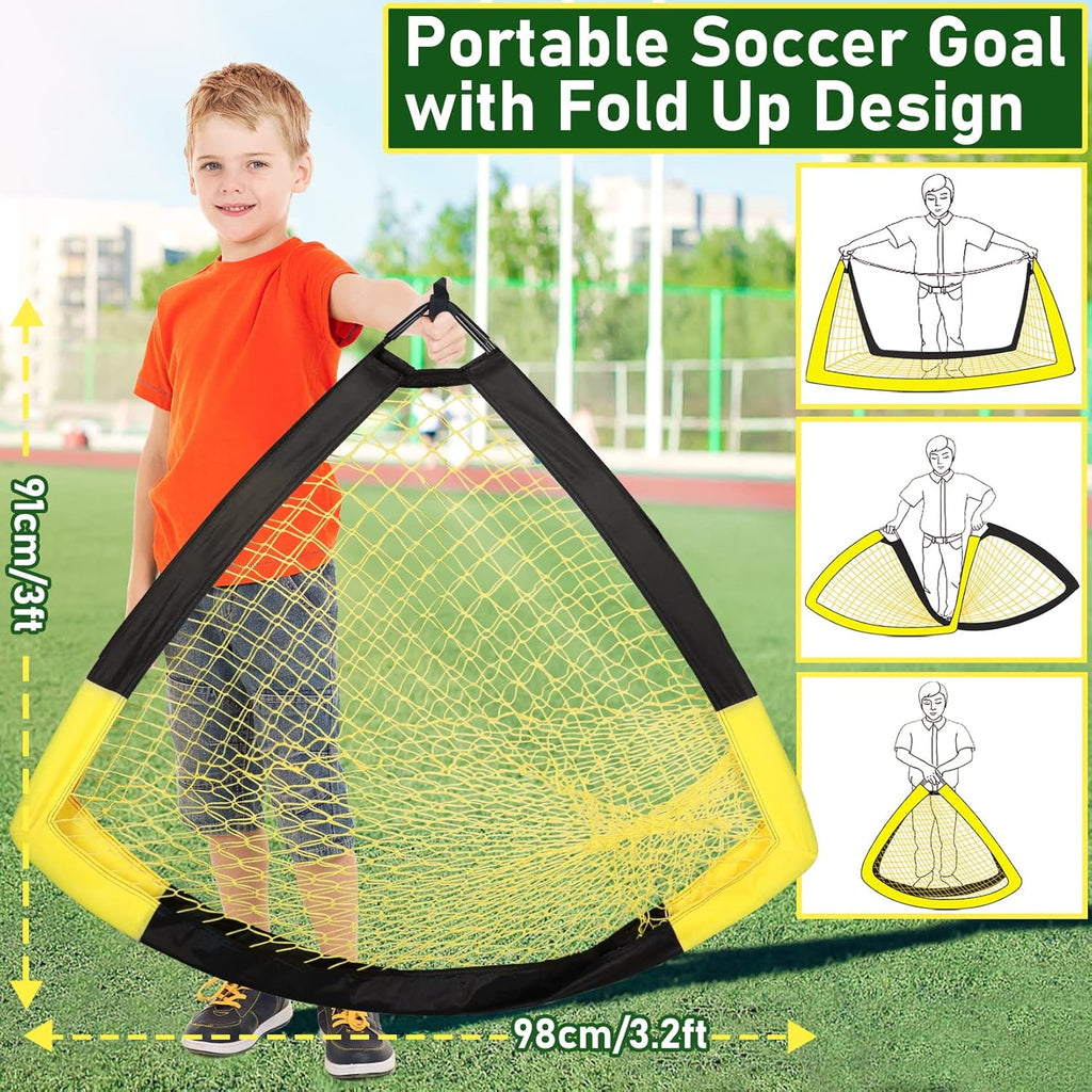 Pop Up Football Goal – Portable & Foldable Soccer Net for Outdoor Training, Backyard, Garden – Lightweight Football Post for Kids & Adults [Plus A Free Gift]