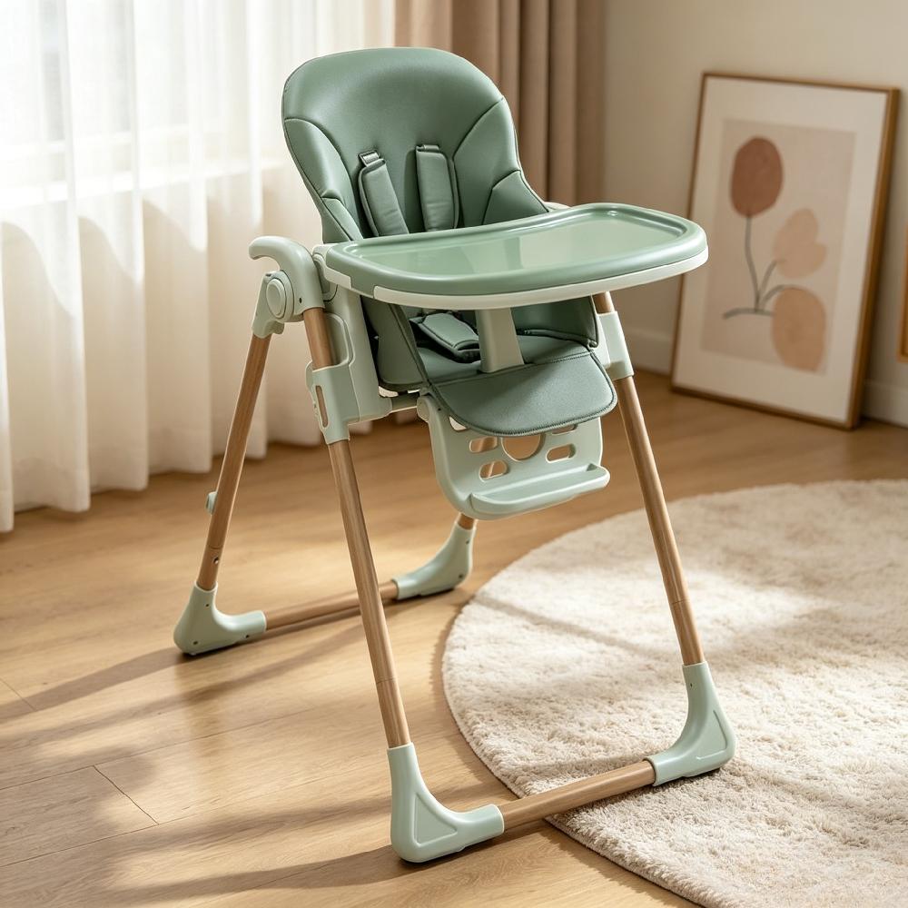 Foldable Baby High Chair with Reclining Seat, Adjustable for 6 Months to 3 Years, Removable Tray & Dishwasher-Safe Liner, Compact Space-Saving Design for Easy Storage