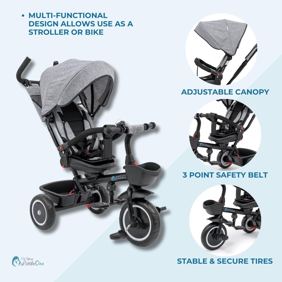 【NS】Foryourlittleone Trike V3 Tricycle Baby Push with Parent Handle Bike 9 Months to 5 Years | For-Your-Little-One Trike with Parent Handle, Multi-Functional Tricycle