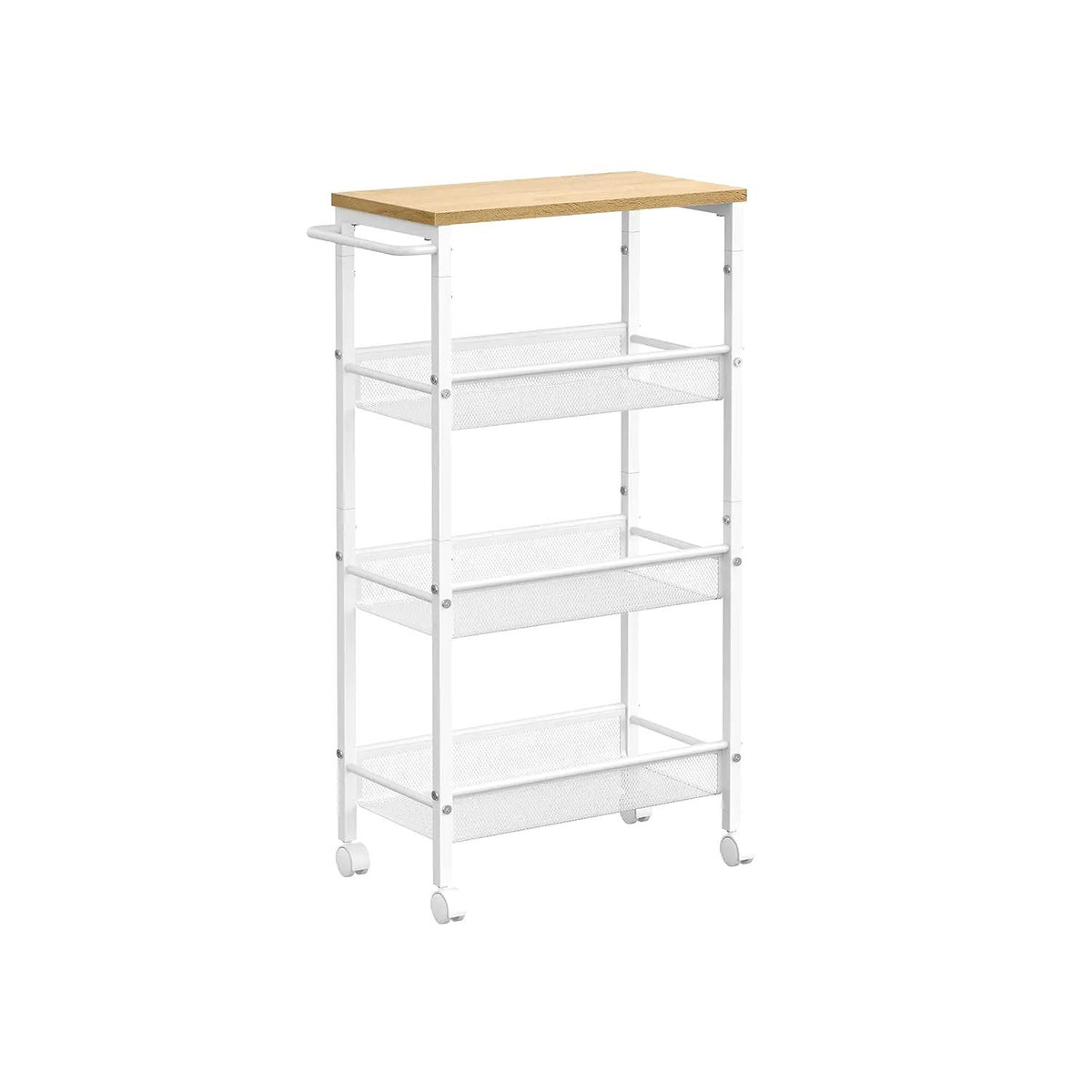 4‑Tier Slim Rolling Storage Trolley Cart, Space‑Saving Utility Organiser Rack with Wheels & Handle, Sturdy Steel Frame Storage Shelf for Small Spaces, Kitchen, Bathroom, Living Room, Studio Apartment