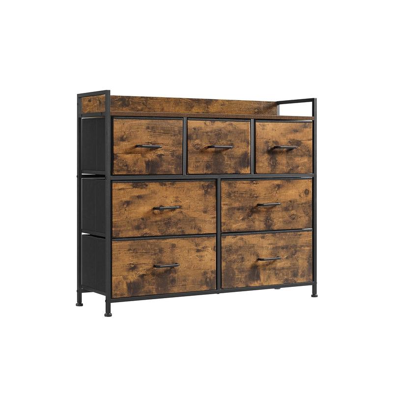 7-Drawer Fabric Chest of Drawers, Storage Organizer with Wooden Top, Sturdy Metal Frame & Soft Handles, Easy Assembly Multi-Purpose Cabinet for Bedroom, Entryway, Hallway, Kids Room, Nursery & Living Room