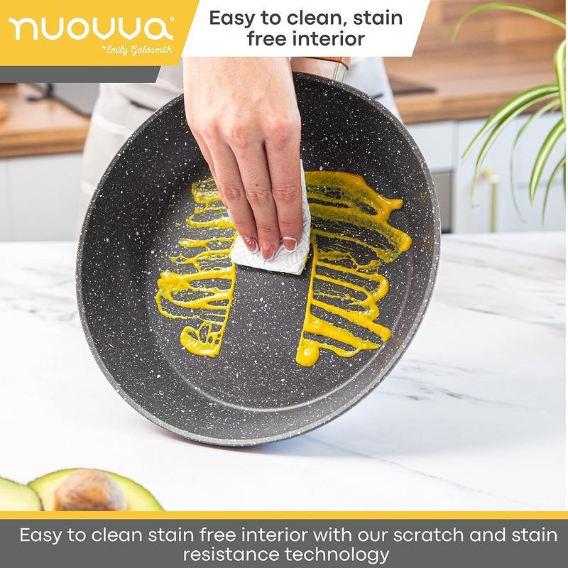 15‑Piece Nonstick Cookware Set – Granite Ceramic Coating for Effortless Food Release & Easy Cleaning, Induction‑Compatible Reinforced Base, Heat‑Insulated Wood‑Grain Handles, Includes 5 Pots, 4 Lids & 6 Utensils – Ideal for Daily Home Cooking