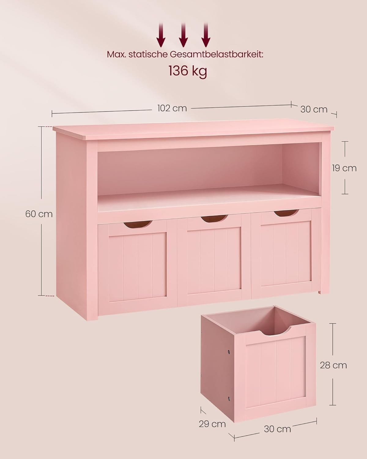 Toy Storage Organizer Multi-Functional Children Storage Cabinet & Bookcase 3 Drawers Large Capacity MDF Unit for Playroom Living Room & Children’s Room