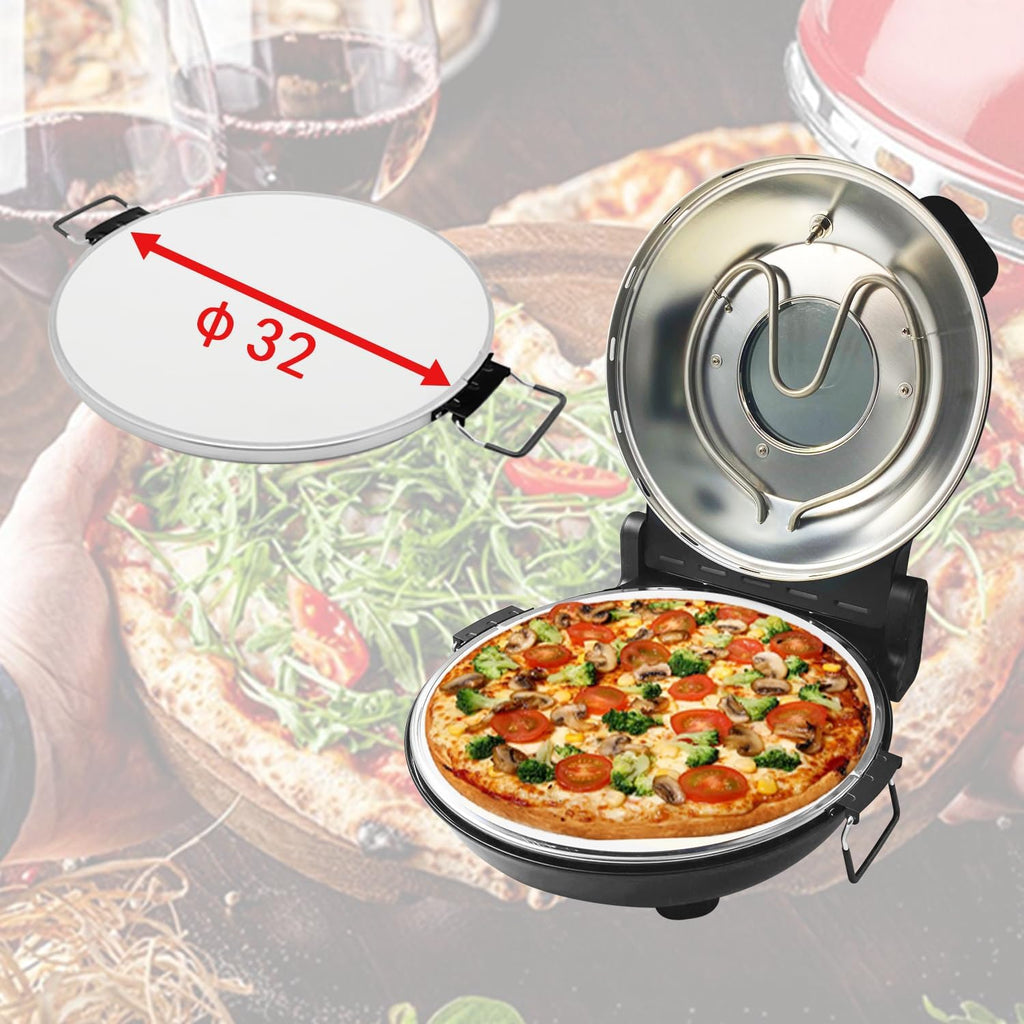 【NS】Electric Pizza Oven, 420°C, 1200 Watt, 5 Separately Adjustable Temperature Levels, 31 cm Flame Resistant Stone Plate