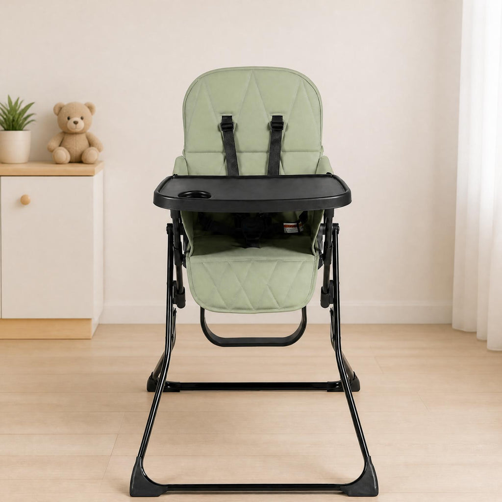 Ultra‑Slim Flip‑Fold Highchair with Super‑Quick Compact Fold, Removable Tray & Wipe‑Clean Cover, 5‑Point Harness, and Footrest – The Perfect Space‑Saving Dining Seat for Babies up to 15kg