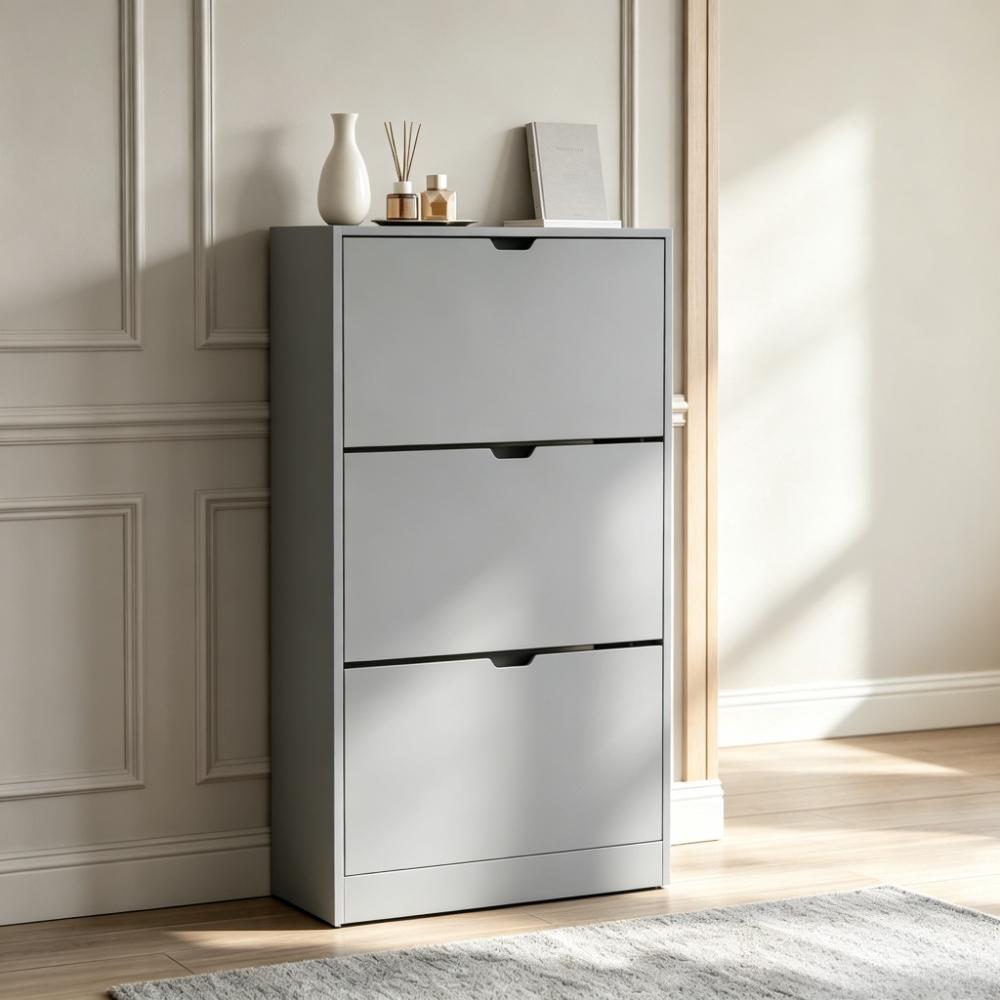 Slim Wooden Shoe Cabinet with 3 Flip Drawers, Dustproof Entryway Storage Unit, Space-Saving Hallway Organiser, Sustainable Furniture [Plus A Free Gift]
