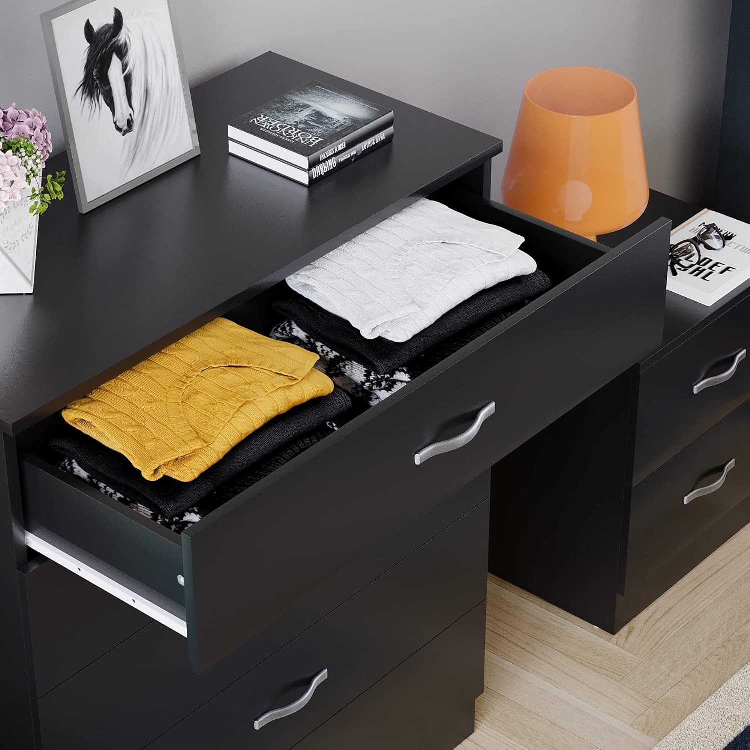 5 Drawer Chest of Drawers, Metal Handles and Runners, Anti-Bowing Drawer Support, Bedroom, Nursery Furniture,