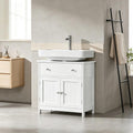 White Under Sink Bathroom Cabinet, Freestanding Storage Unit with 2 Doors and Divided Drawers, Compact for Small Spaces, 60x30x60 cm [Plus A Free Gift]
