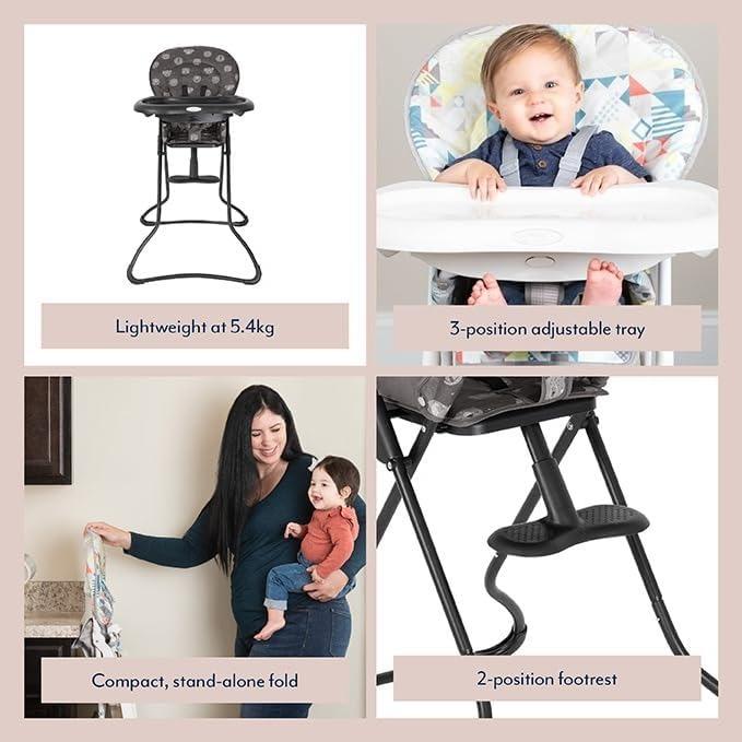 Adjustable Luxury Highchair - Ultra Lightweight (5.4kg) & Compact Fold | Space-Saving Design, Stands Alone When Folded [Plus A Free Gift]
