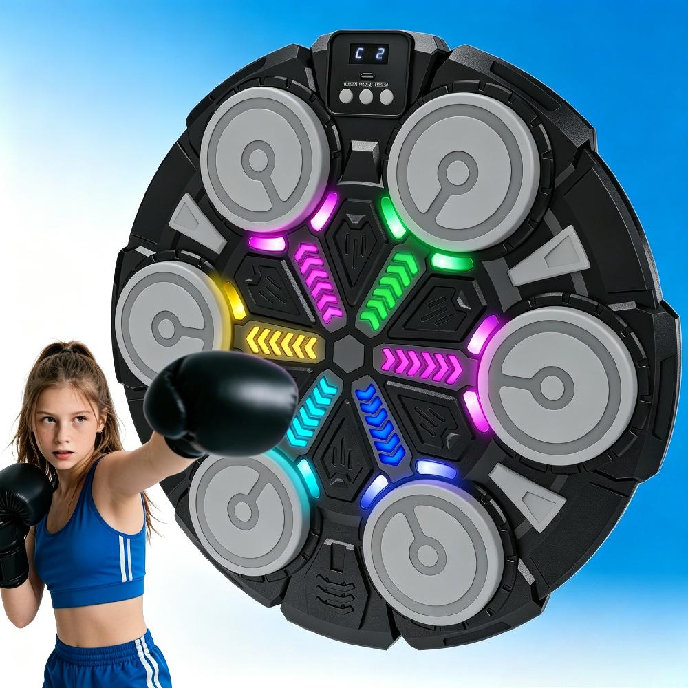 Music Punching Machine for Kids & Adults, Bluetooth Wall-Mounted Boxing Trainer with Gloves, Rhythm Lights, 2-Player Battle Mode, Reaction Training Pad, Home Gym Sport Toy Gift for Boys Girls Teens Ages 3-12+ [Plus A Free Gift]