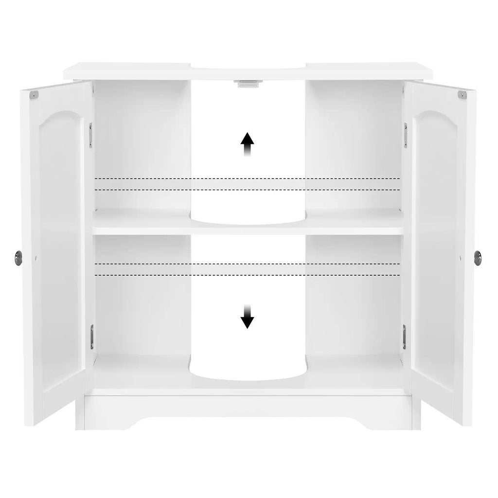 Compact Under Sink Bathroom Cabinet 60x30x60 cm – 2 Door Floor Standing Storage Unit, Pedestal Basin Base with Adjustable Shelf, Small Space Solution for UK Bathroom [Plus A Free Gift]
