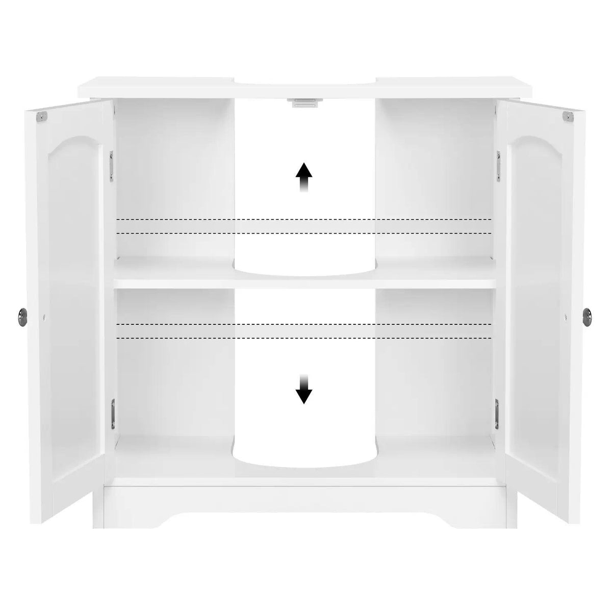 Compact Under Sink Bathroom Cabinet 60x30x60 cm – 2 Door Floor Standing Storage Unit, Pedestal Basin Base with Adjustable Shelf, Small Space Solution for UK Bathroom [Plus A Free Gift]