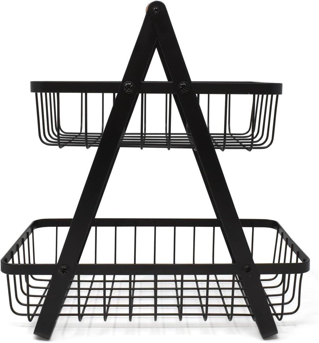 Fruit Basket 2 Tier Countertop Metal Fruit Rack and Vegetable Stand Keeps Fruit and Vegetable Fresh, Fruit Baskets for Kitchens