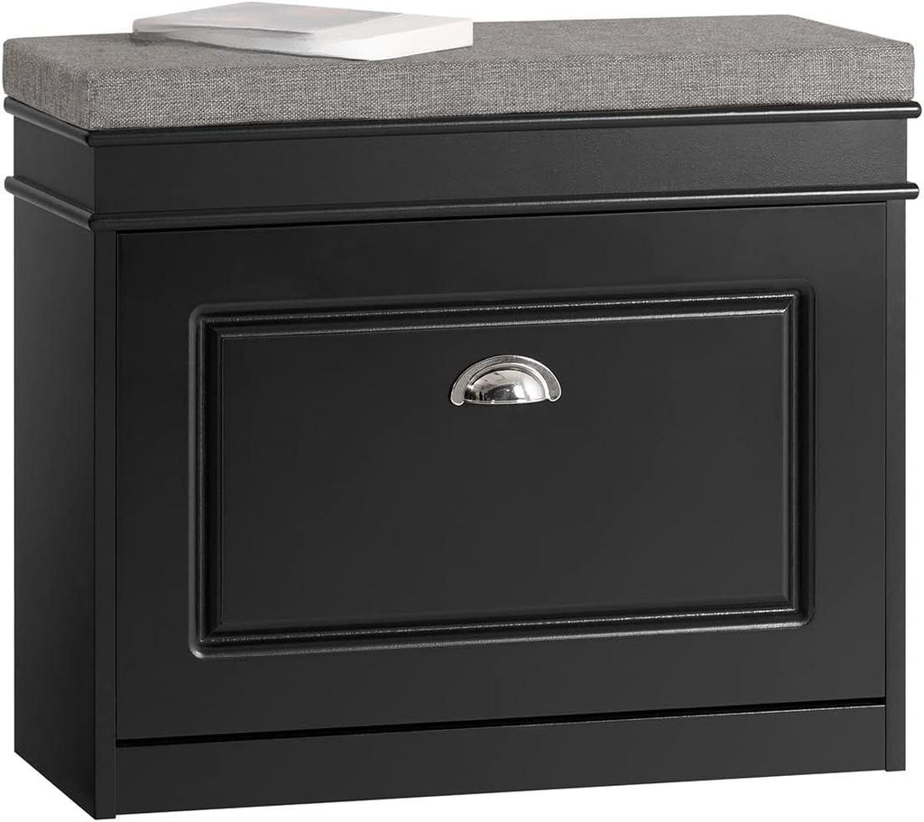 Narrow Flip Drawer Shoe Storage Bench, 2‑Tier Hidden Shoe Rack Cabinet with Removable Padded Seat Cushion, 150kg Heavy‑Duty Load Capacity, Space‑Saving Entryway Organiser for Hallway Bedroom Mudroom, Multiple Colour Options
