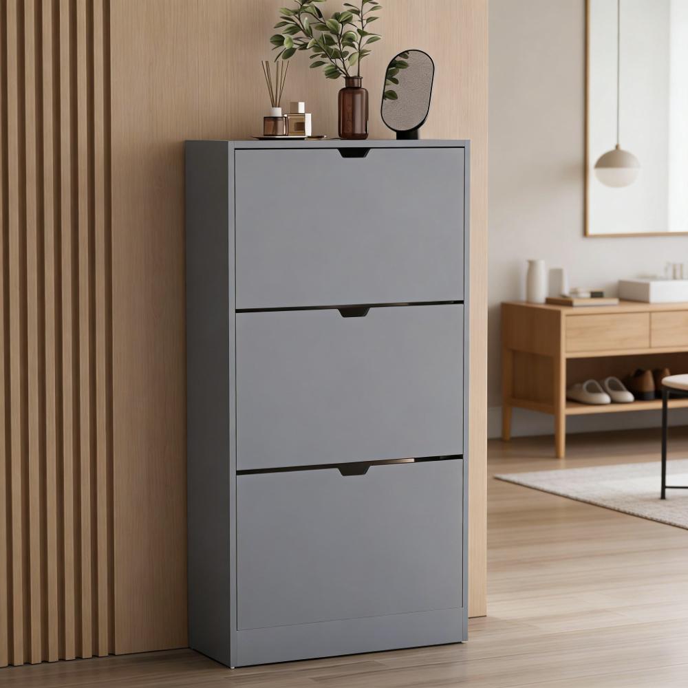 Space Saving 3-Drawer Flip Down Shoe Cabinet for Hallway & Living Room - FSC Certified Eco-Friendly Storage