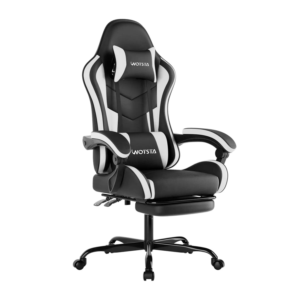 NIONIK Gaming Chair for Adults - Comfortable Padded Racing Chair with Linkage Armrests, High Back Reclining Computer Chair, Premium Leather Cushion, Wide Wing Backrest, Adjustable Height, 360° Swivel Gamer Chair